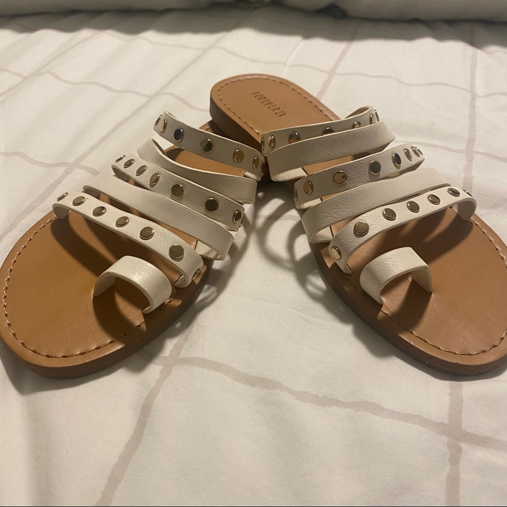 Forever 21 White Studded Strapped Sandals